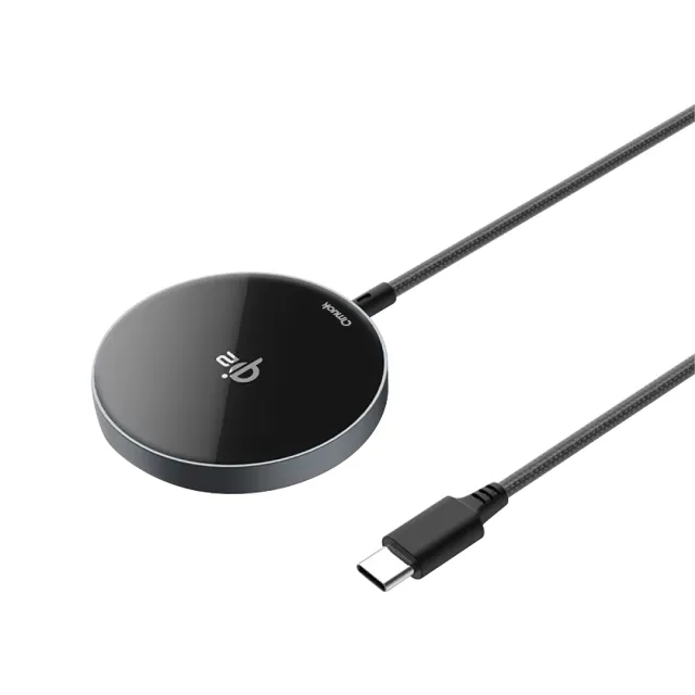 【amuok】Qi2極簡mini 磁吸無線充電器 自帶線款(MagSafe 磁吸充電盤 磁吸式充電盤)