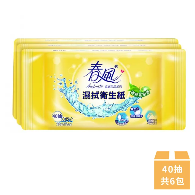 【春風】濕式衛生紙 40抽x6包(可丟入馬桶)