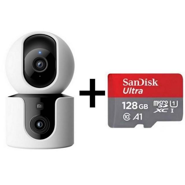 【小米】128G記憶卡組 智慧攝影機 C300 雙攝版(人形追蹤 聲響偵測 微光全彩 畫面檢測)