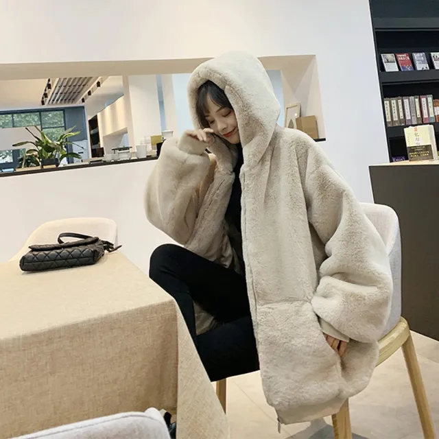 【AS 梨卡】女裝 外套 大衣 厚外套 毛毛外套 皮草外套 連帽外套 保暖 BR10599(外套)