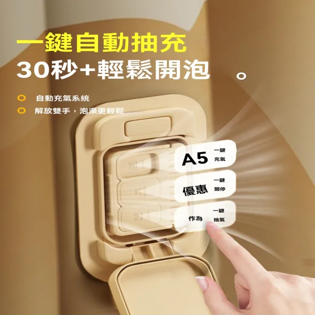 【悅家家】可躺靠款 自動充氣+坐墊+浴袋+收納袋+保溫蓋(泡澡桶 泡浴桶 浴盆 免安裝泡澡桶 預購12天)