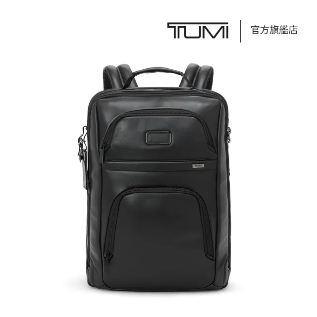 【TUMI】Alpha 大型 17 吋筆電可擴展商務皮革後背包 - 黑色(TUMI 官方旗艦店)