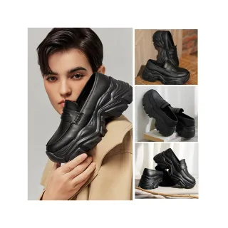 【SCANDINAVIAN FOREST 北歐小刺蝟】VIGOR LOAFER916．皮革運動增高樂福鞋(黑色)