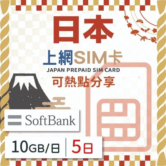 【日本上網 SIM卡】5天方案 每日10GB降速吃到飽 4G高速上網SIM卡(隨插即用、熱點分享、日本網卡)