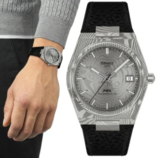 【TISSOT 天梭】PRX系列 大馬士革 時尚機械腕錶 新年禮物 推薦 送禮(T1378079608100)