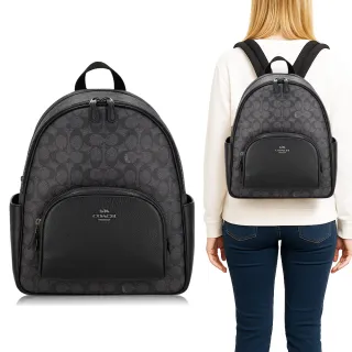 【COACH】本季精選 經典 PVC / COURT 中款 / 後背包(黑灰)