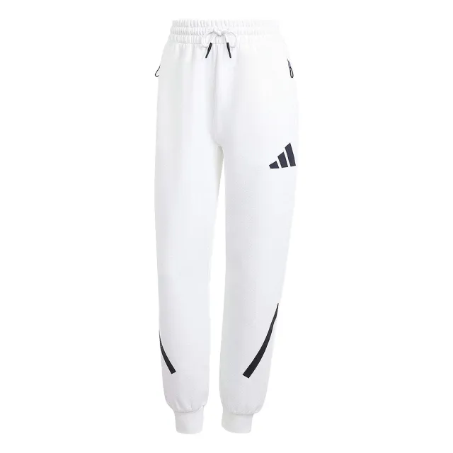 【adidas 愛迪達】WZNE PT 女款 白色 中腰 拉鍊前袋 羅紋褲口 長褲 JE7843
