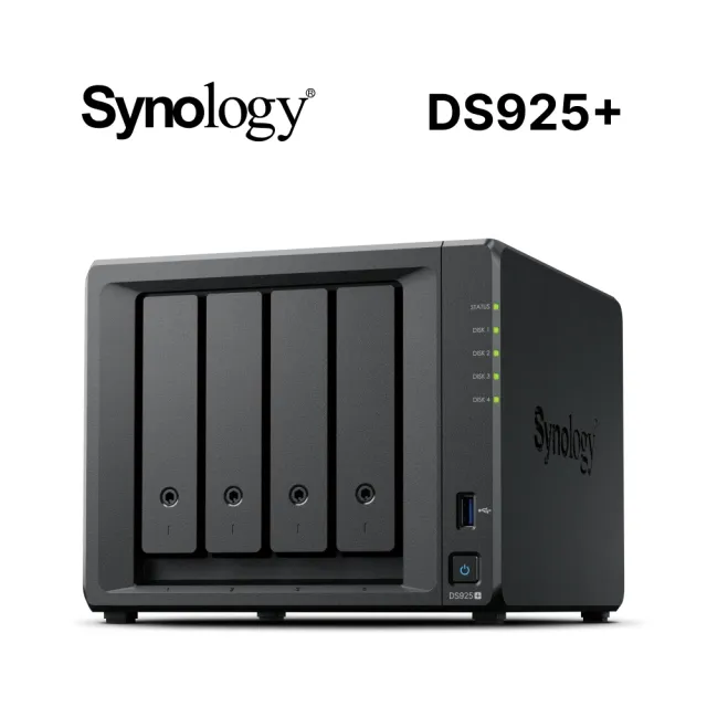 【Synology 群暉科技】搭 4TB x2 ★DS925+ 4bay NAS 網路儲存伺服器(HAT3300-4T)