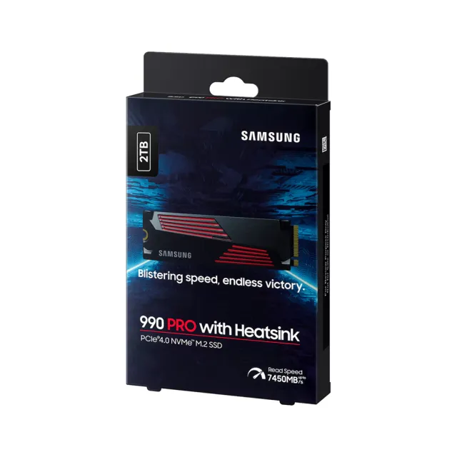 【Samsung 三星】990 PRO 2TB Gen4 PCIe SSD固態硬碟 含散熱(MZ-V9P2T0CW/ 5年保/7450MB/s)
