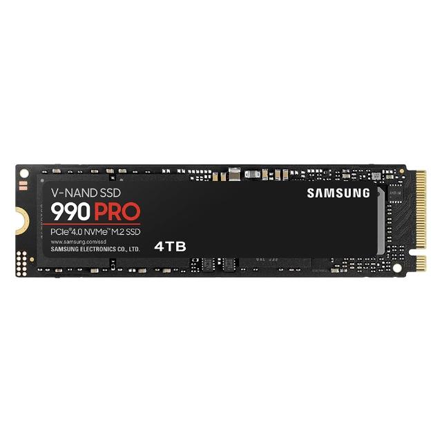 【Samsung 三星】990 PRO 4TB M.2 2280 PCIe 4.0 SSD固態硬碟(MZ-V9P4T0BW/讀7450M/寫6900M)
