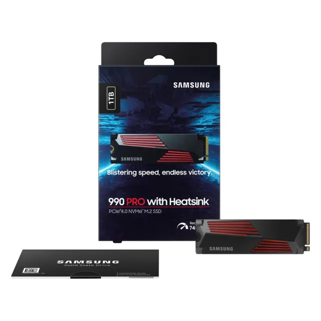 【Samsung 三星】990 PRO 1TB Gen4 PCIe SSD固態硬碟 含散熱(MZ-V9P1T0CW/5年保/7450MB/s/PS5適用)