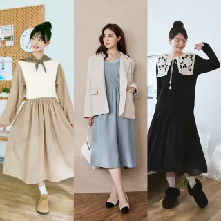 【OB 嚴選】百搭修身顯瘦氣質洋裝(假兩件洋裝/連身洋裝/多款選)