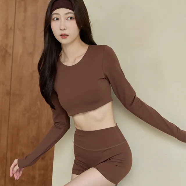 【SeasonsBikini 】３色磨毛皮拉提斯瑜珈胸墊長袖上衣-B7104