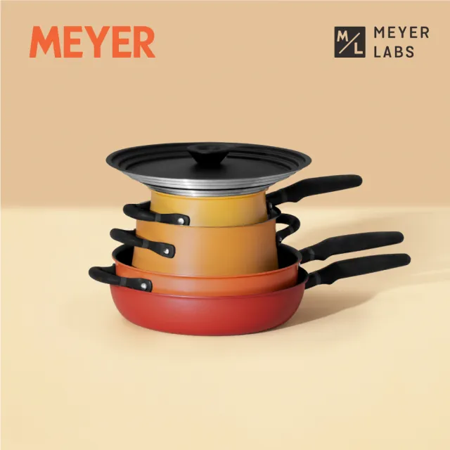 【MEYER 美亞】Accent微金亞光黑-陽極氧化IH 熾燄不沾鍋 六件組 (4鍋2蓋/層疊收納/電磁爐可用)