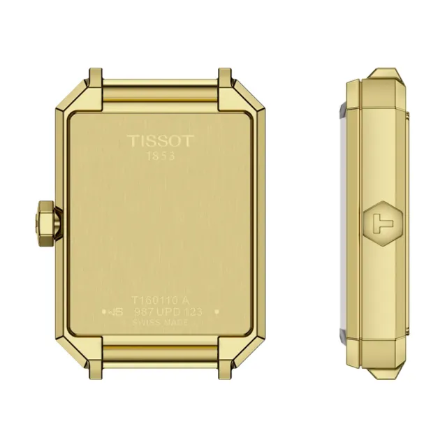 【TISSOT 天梭】SRV系列 復古經典方形珍珠貝石英錶-30mm/金 送禮 禮物(T1601103612600)