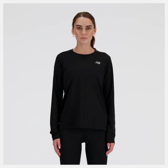 【NEW BALANCE】NB 運動 訓練 快乾 美規 長袖上衣 女 黑色 (WT41225BK-F)