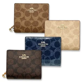 【COACH】女生 短夾 經典緹花LOGO 扣式三折/對折 錢包 中夾 皮夾(C2329 CW789)