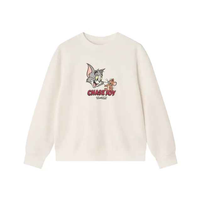【GIORDANO 佐丹奴】女裝CHASE JOY印花大學TEE 湯姆貓與傑利鼠系列(02 皎白)