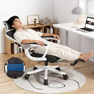 【UVLED 鈺創合成】人體工學雙背設計/懸浮式腰枕/可躺可坐/附擱腳(辦公椅 電腦椅 電競椅 書桌椅 會議椅)