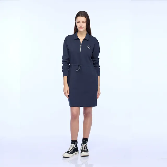 【NAUTICA】官方旗艦 女裝 拉鍊式門襟抽繩連身裙(藍色)