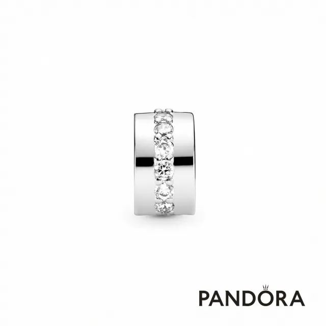 【Pandora 潘多拉】璀璨透明寶石固定釦