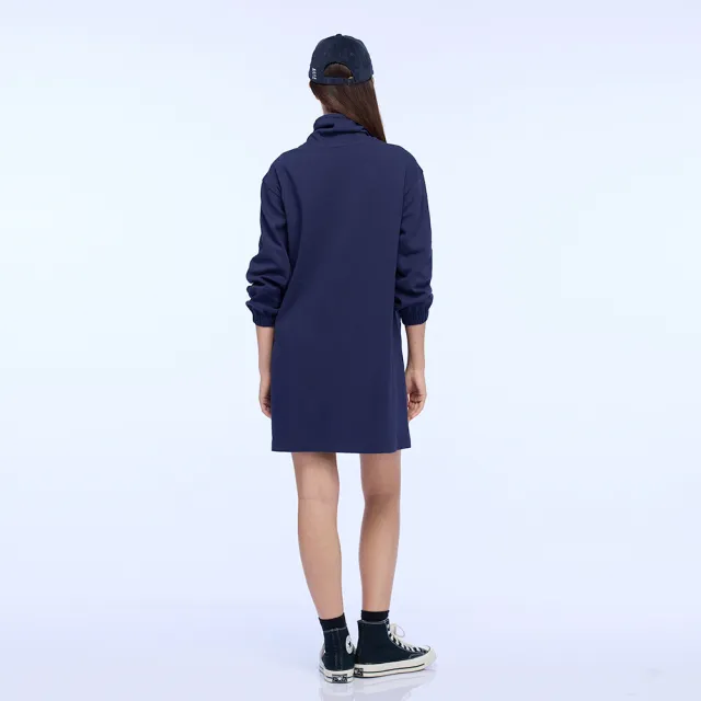 【NAUTICA】官方旗艦 女裝 立領抽繩長袖連身裙(藍色)