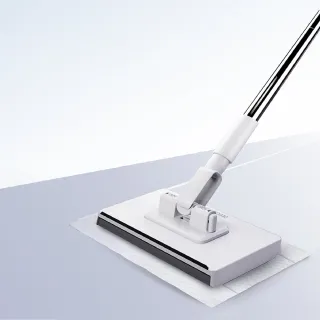 【FL 生活+】基本款 超好夾1秒換布洗臉巾環保拖把(360度萬向面板 99公分拖桿 快彈式開啟)