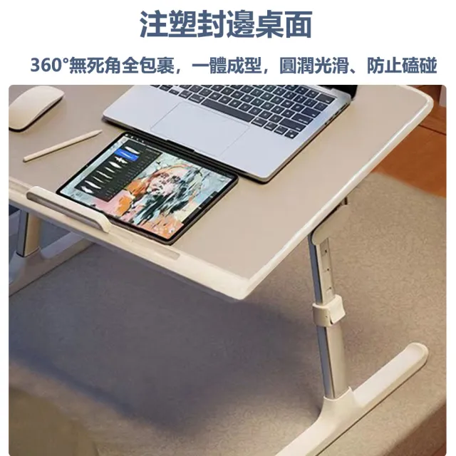 【E家工廠】折疊桌 升降桌 折疊升降床上懶人桌 學習桌 學習書桌 臥室電腦桌(007-KC60cm小升降桌（灰+白）)