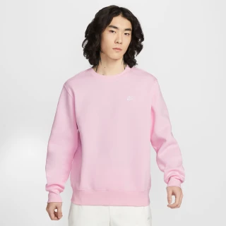 【NIKE 耐吉】長袖上衣 男 大學T 中磅 刷毛 AS M NK CLUB BB CREW 粉藕 FN3887-663