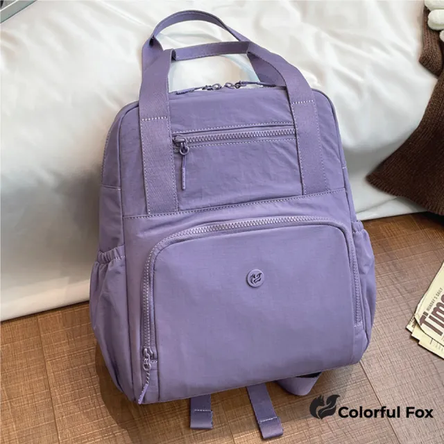 【Colorful Fox】日系簡約防水尼龍分層手提包 後背包 雙肩包(共七色)