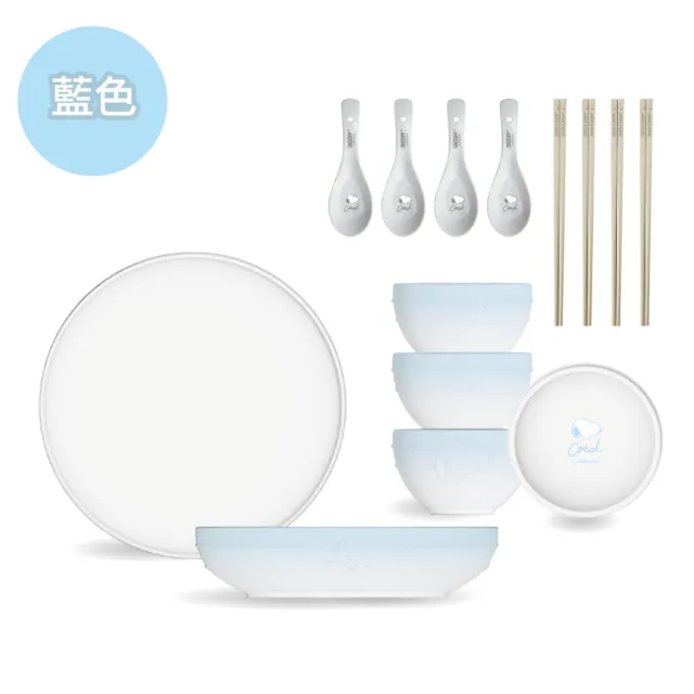 【COTD】SNOOPY聯名 陶瓷碗盤餐具14件組/五色(碗/盤/筷子/湯匙/史努比)