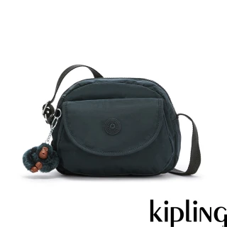 【KIPLING】『貝殼包』沉穩素面藍翻蓋側背小包-STELMA
