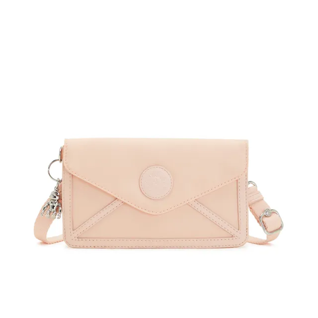 【KIPLING】玫瑰淡粉色信封型肩背小包-NEW LELIO