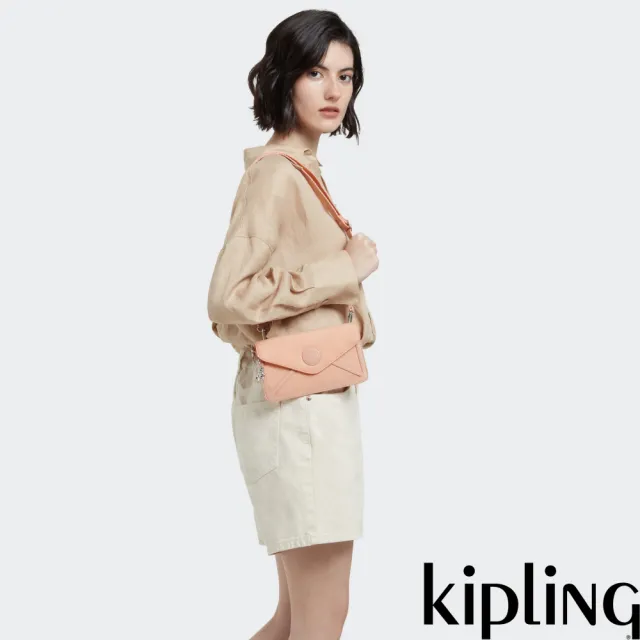 【KIPLING】玫瑰淡粉色信封型肩背小包-NEW LELIO