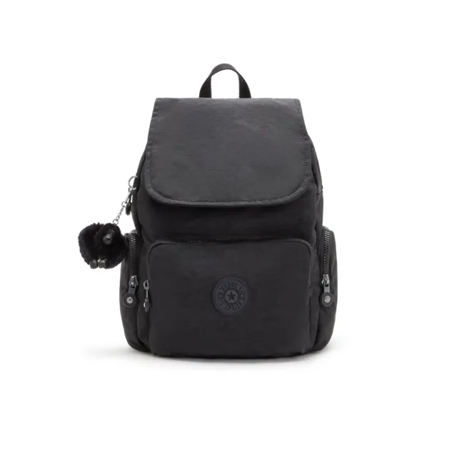 【KIPLING】『猴子包』午夜星空黑掀蓋拉鍊後背包-CITY ZIP MINI
