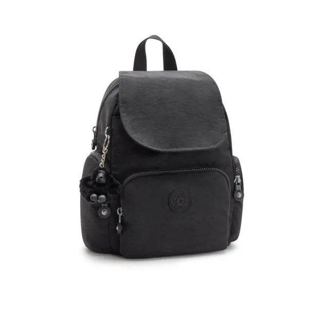 【KIPLING】『猴子包』午夜星空黑掀蓋拉鍊後背包-CITY ZIP MINI