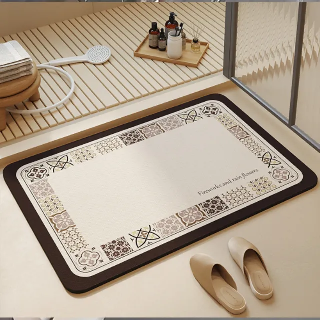 【嵐楓居家】4入奈米絨面軟式硅藻土吸水止滑地墊(踏墊/浴室.廚房地墊/速乾)