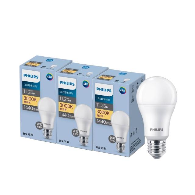 【Philips 飛利浦】11.2W LED 超省電燈泡3000K/4000K/6500K 3入(PL21N/PL22N/PL23N)
