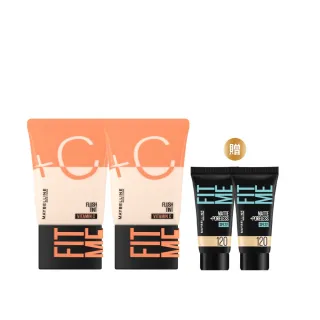 【MAYBELLINE 媚比琳】雙倍維他命C FIT ME水啵啵裸妝乳30ml 2入組(裸妝小C管)