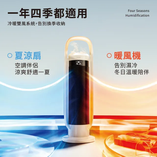 【SOTHING 向物】智慧加濕涼暖兩用PTC陶瓷電暖器/涼暖兩用扇 行星(語音/遙控/暖風扇/靜音扇)