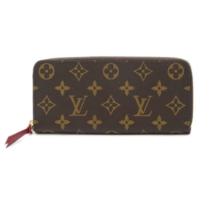 【Louis Vuitton 路易威登】M60742 經典Monogram帆布Clemence系列內裡拚色拉鍊長夾(紫紅色)