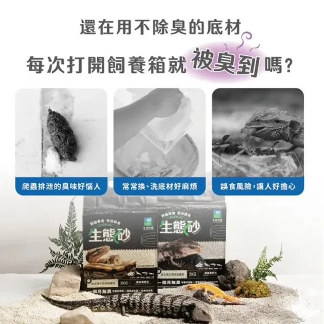Aqua Corner 角落水族 角落特寵 爬蟲長效除臭生態砂 2kg*6包組(爬蟲/兩棲/曠土棕/米白/碳黑)