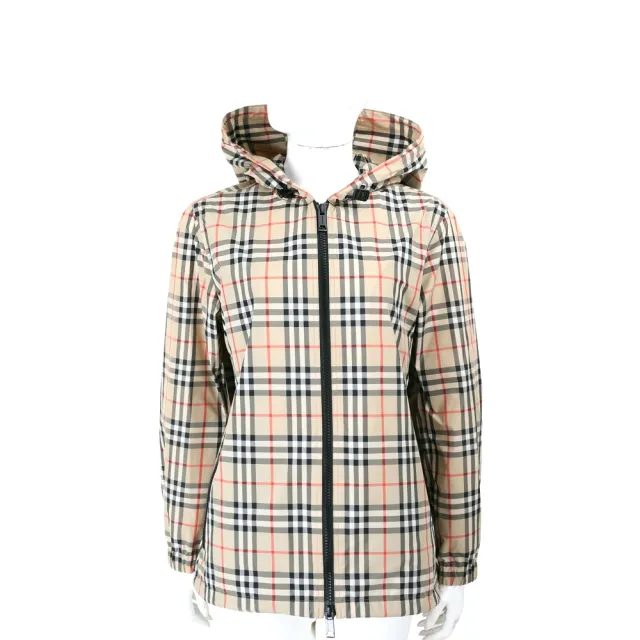 【BURBERRY 巴寶莉】Vintage 格紋休閒版 抽繩連帽外套 女款-典藏米色