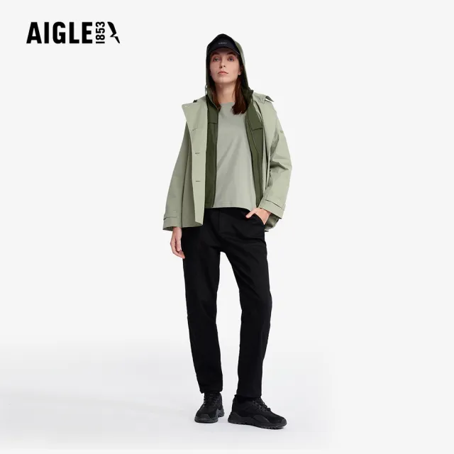 【AIGLE】女 GORE-TEX 防水透氣短版風衣∣AG-5P204A242 鼠尾草綠(防水透氣外套 防風外套 Goretex 防潑水)