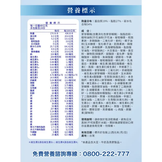 【維維樂】佳倍優 糖尿病配方40公克*24包/盒(無加糖、奶素)