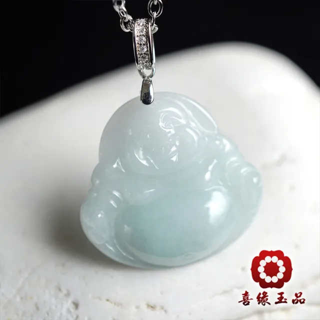 【喜緣玉品】天然翡翠玉石 晴底 玉彌勒佛 項鍊