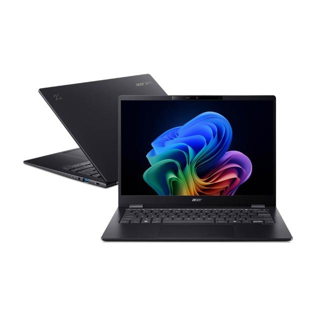 ACER 宏碁 TravelMate P6 TMP614-54-7518 AI 商用筆電，搭載 Intel Core Ultra 處理器與 Intel 顯示卡，32GB SSD 記憶體，Windows 11 Pro 系統，黑色設計，重量輕於1kg，支援 Wi-Fi 7，指紋辨識與 IR Camera 功能，鍵盤背光，可升級硬碟至金士頓 NV3