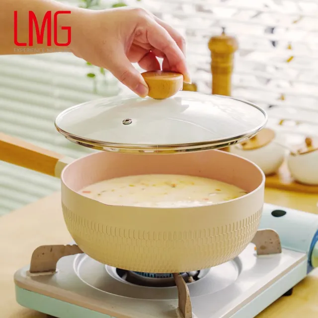 【LMG】雪藏系列不沾鍋三鍋五件組-IH爐可用鍋(平底鍋28cm+雪平鍋20cm+玉子燒鍋+鍋蓋*2)