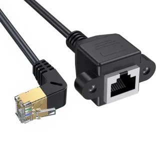 【Fujiei】Cat8 極細公 上彎/母帶耳網路線RJ45 0.5M
