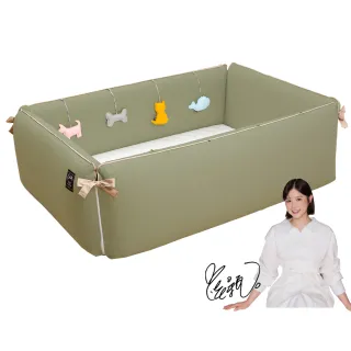 【gunite】多功能第三代落地式沙發嬰兒陪睡床0-6歲 四件組 床墊+床圍+止滑墊+床邊吊飾(瑞典綠)